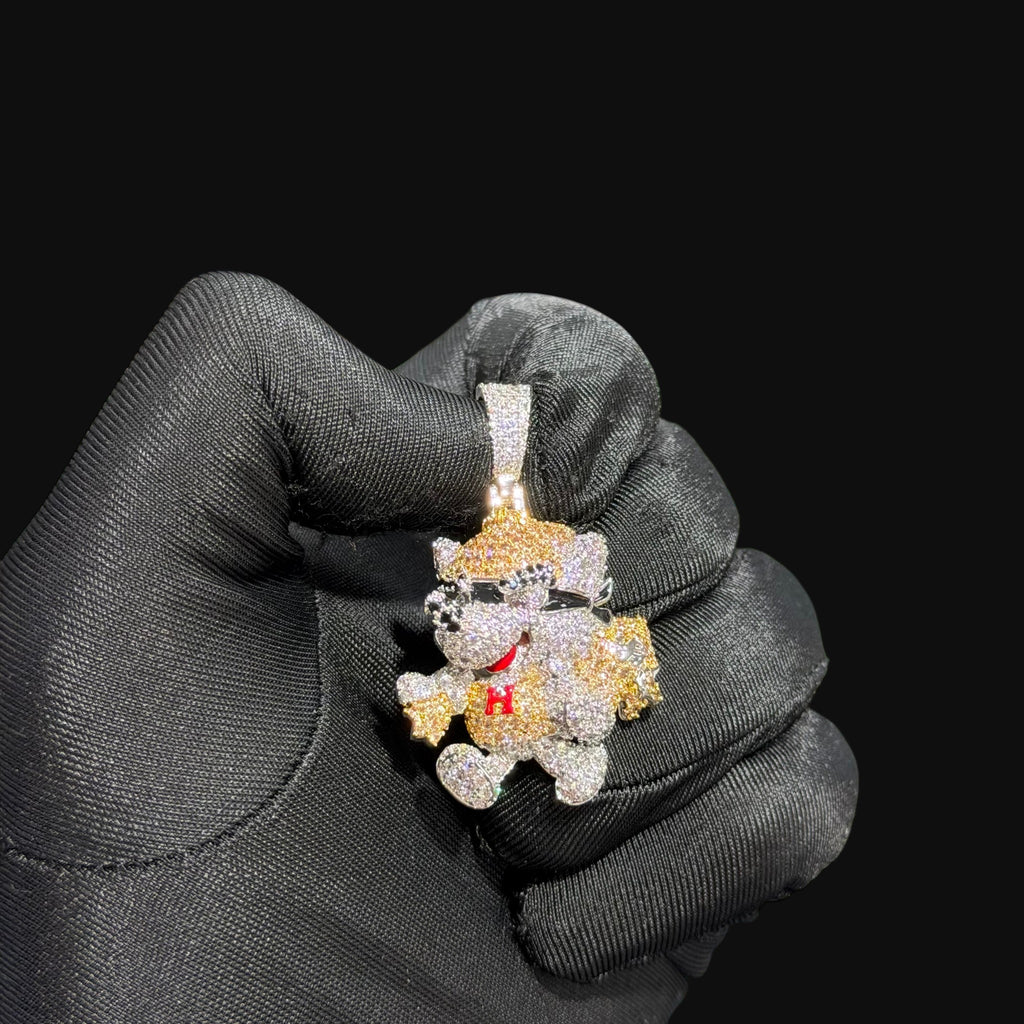 14K Gold Iced Out Designer Dog Pendant | CZ Diamond Hip Hop Puppy Necklace | Luxury Bling Charm