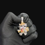 14K Gold Iced Out Designer Dog Pendant | CZ Diamond Hip Hop Puppy Necklace | Luxury Bling Charm