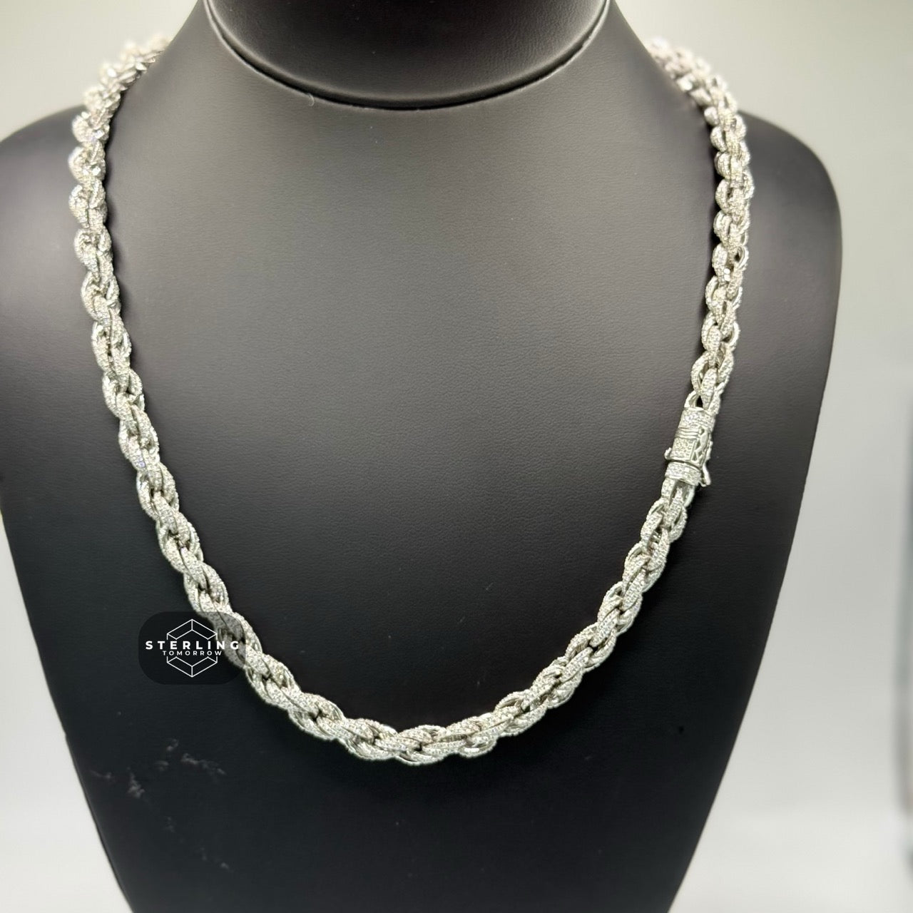Moissanite Silver Rope Chain 7mm 22"