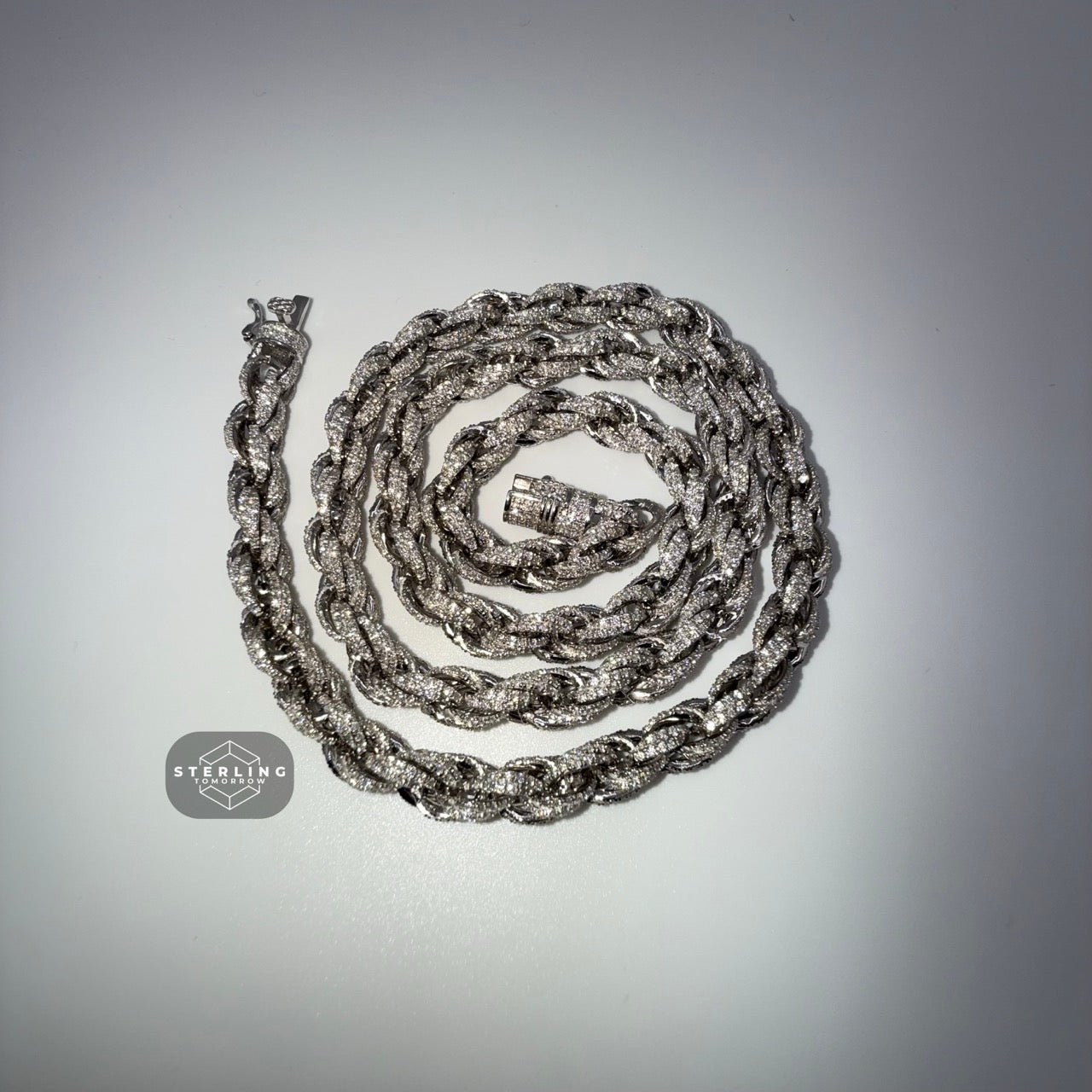 Moissanite Silver Rope Chain 7mm 22"