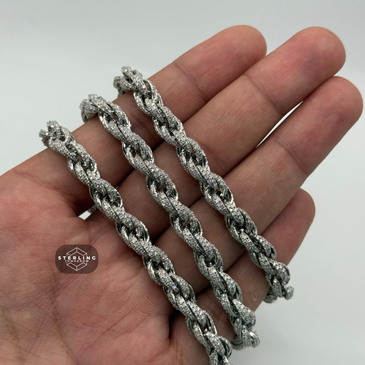 Moissanite Silver Rope Chain 7mm 22"