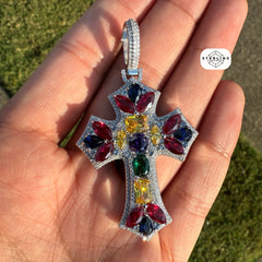 Cross Gemstone Moissanite Pendant