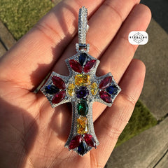 Cross Gemstone Moissanite Pendant