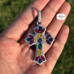 Cross Gemstone Moissanite Pendant