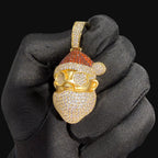 14K Gold Iced Out Santa Pendant | CZ Diamond Hip Hop Necklace | Christmas Bling Charm