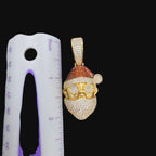 14K Gold Iced Out Santa Pendant | CZ Diamond Hip Hop Necklace | Christmas Bling Charm