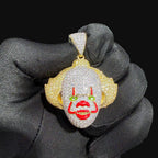 14K Gold Iced Out Clown Face Pendant | CZ Diamond Hip Hop Necklace | Carnival Mask Bling Charm