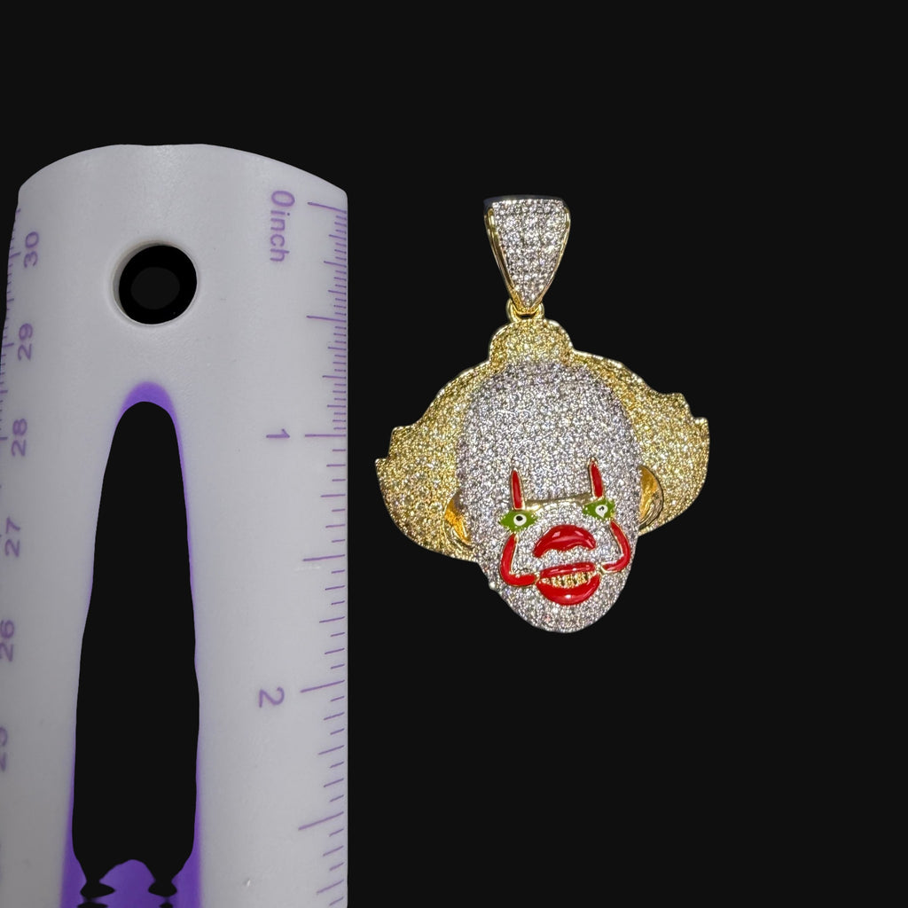 14K Gold Iced Out Clown Face Pendant | CZ Diamond Hip Hop Necklace | Carnival Mask Bling Charm