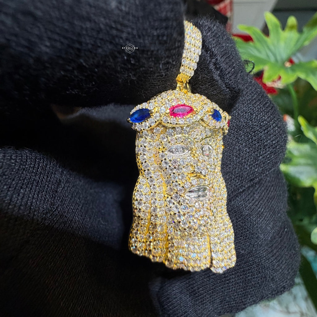 Moissanite Jesus 14k Gold Over Silver Color Crown Pendant