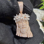 Moissanite Marquis Thorns Rose Jesus Pendant