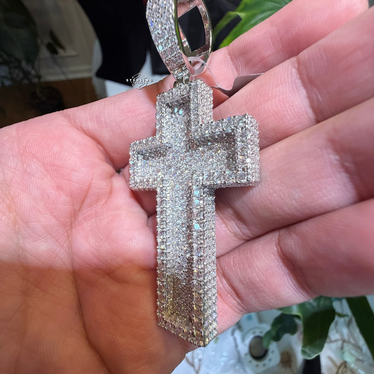 Moissanite 3" 3D Cross Pendant