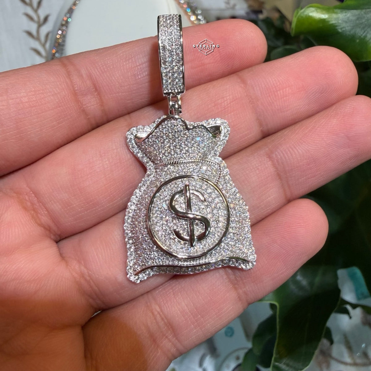 Moissanite Moneybag Pendant