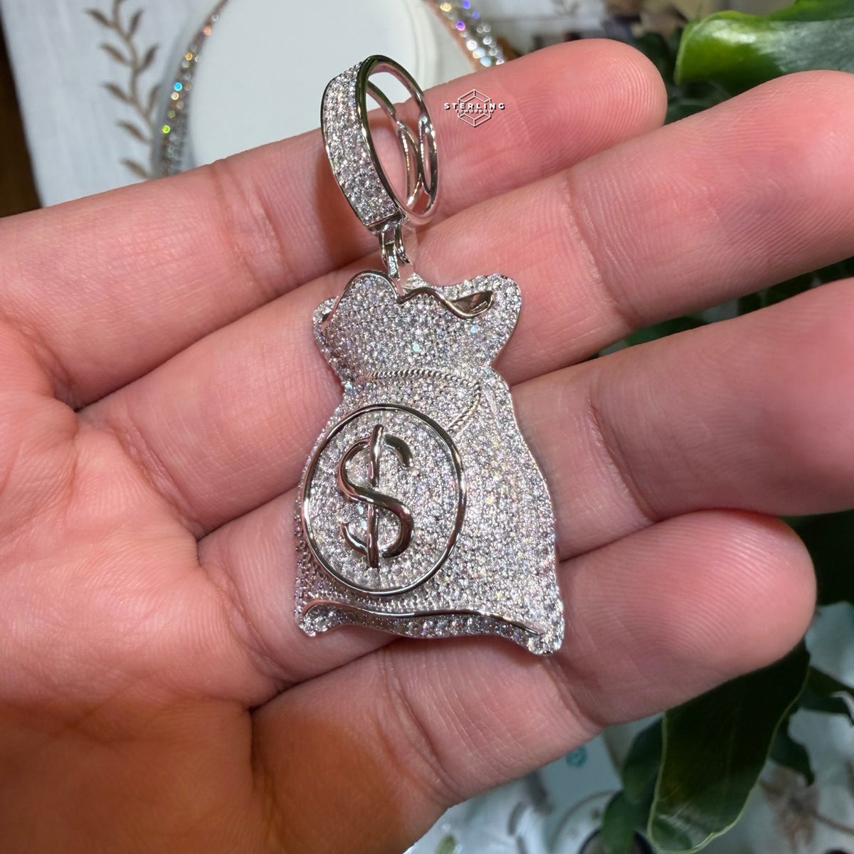 Moissanite Moneybag Pendant