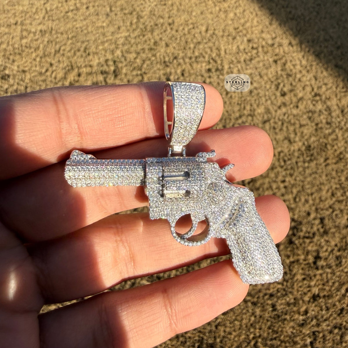 Moissanite Iced Revolver Gun Pendant