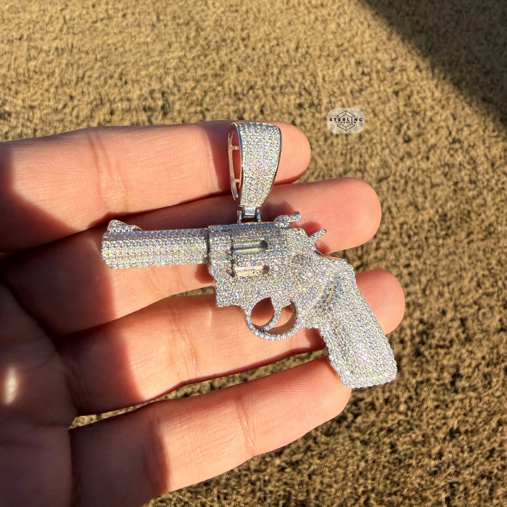 Moissanite Iced Revolver Gun Pendant