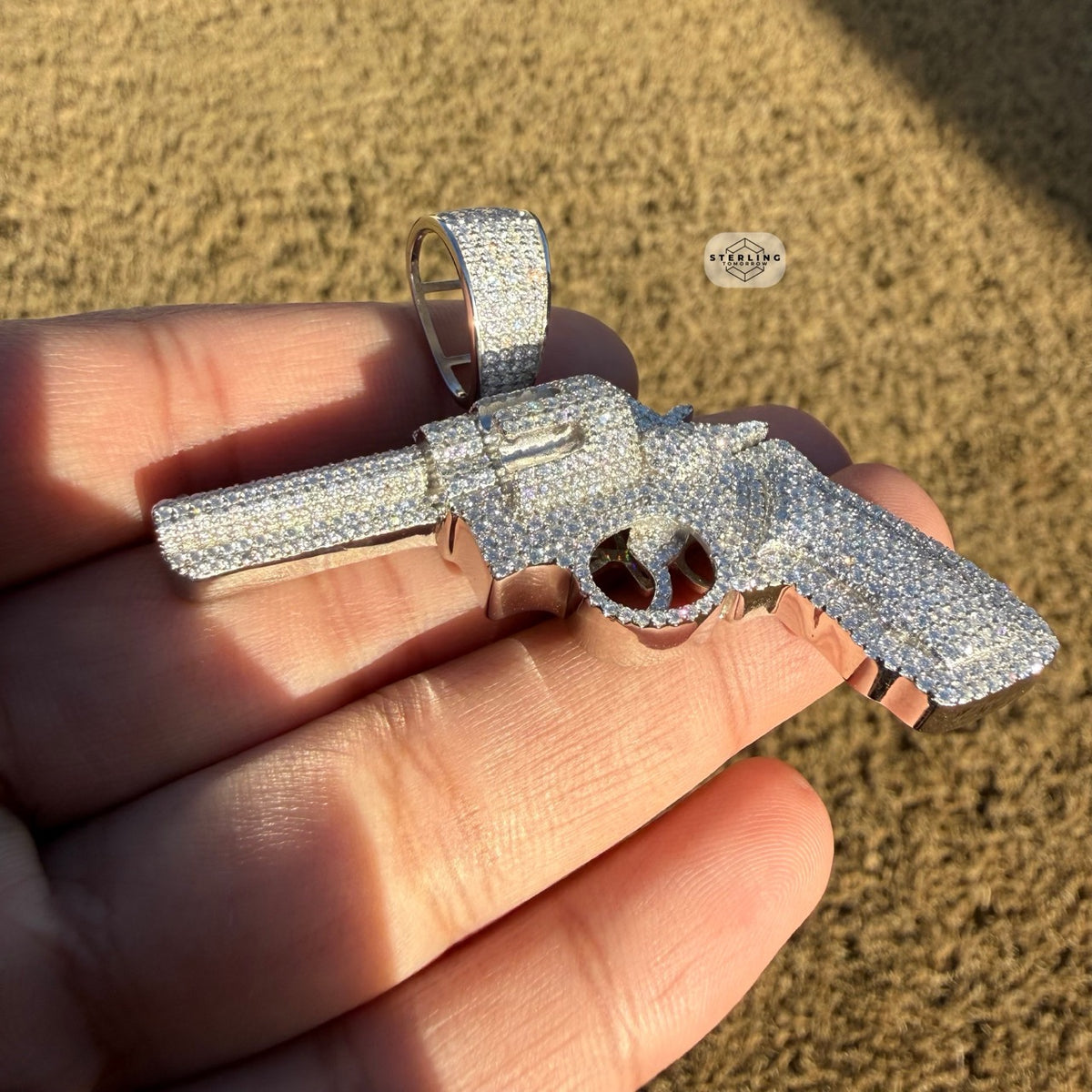 Moissanite Iced Revolver Gun Pendant