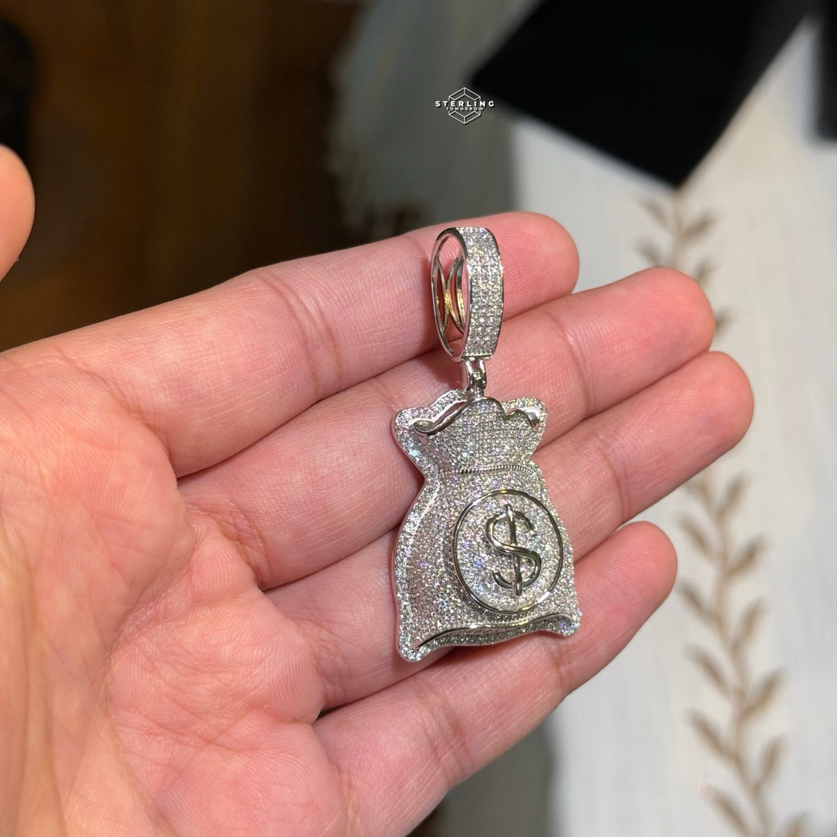 Moissanite Moneybag Pendant