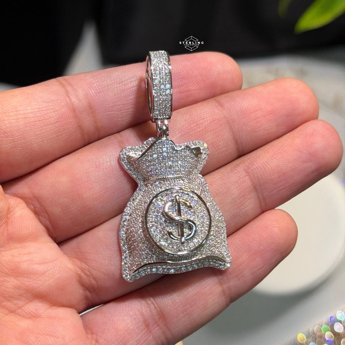 Moissanite Moneybag Pendant