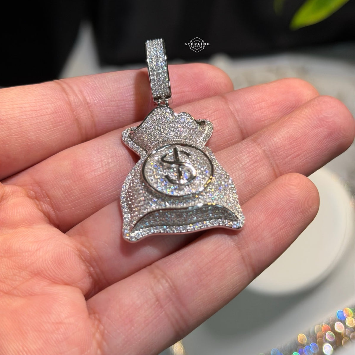 Moissanite Moneybag Pendant