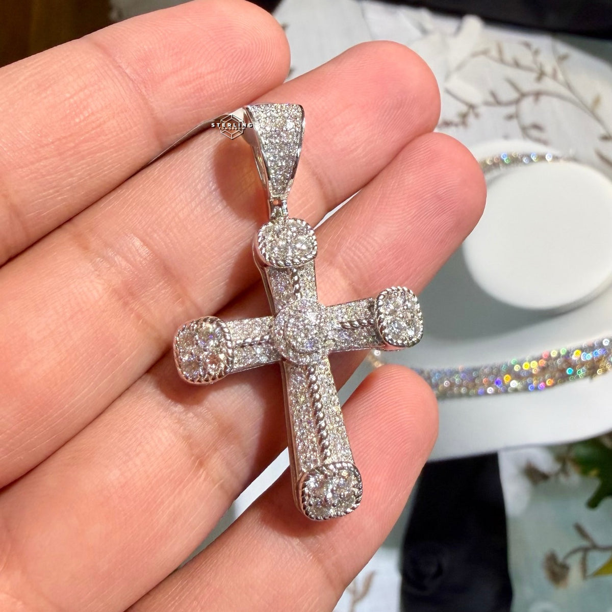 Moissanite Cross Pendant