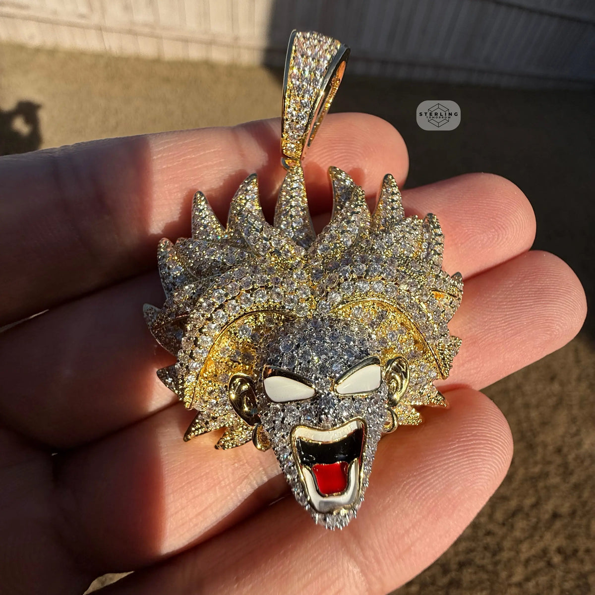 Dragon Fighter 14K Gold Plated Iced Pendant