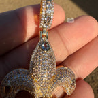 Fleur De Lis 14K Gold Plated Iced Out Pendant