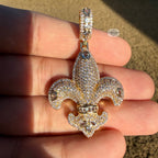 Fleur De Lis 14K Gold Plated Iced Out Pendant