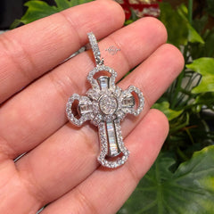 Moissanite Baguette Cross Pendant