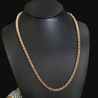 5mm Rose Gold Rope Chain Necklace 22 Inch 925 Sterling Silver Vermeil Made in Italy Heavy Italian Chain
