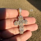 Cluster Cross Iced Pendant 14k Gold Plated