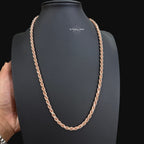 5mm Rose Gold Rope Chain Necklace 22 Inch 925 Sterling Silver Vermeil Made in Italy Heavy Italian Chain