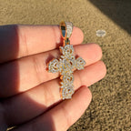 Cluster Cross Iced Pendant 14k Gold Plated