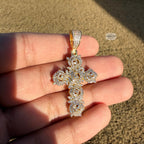 Cluster Cross Iced Pendant 14k Gold Plated