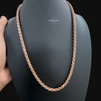 5mm Rose Gold Rope Chain Necklace 22 Inch 925 Sterling Silver Vermeil Made in Italy Heavy Italian Chain