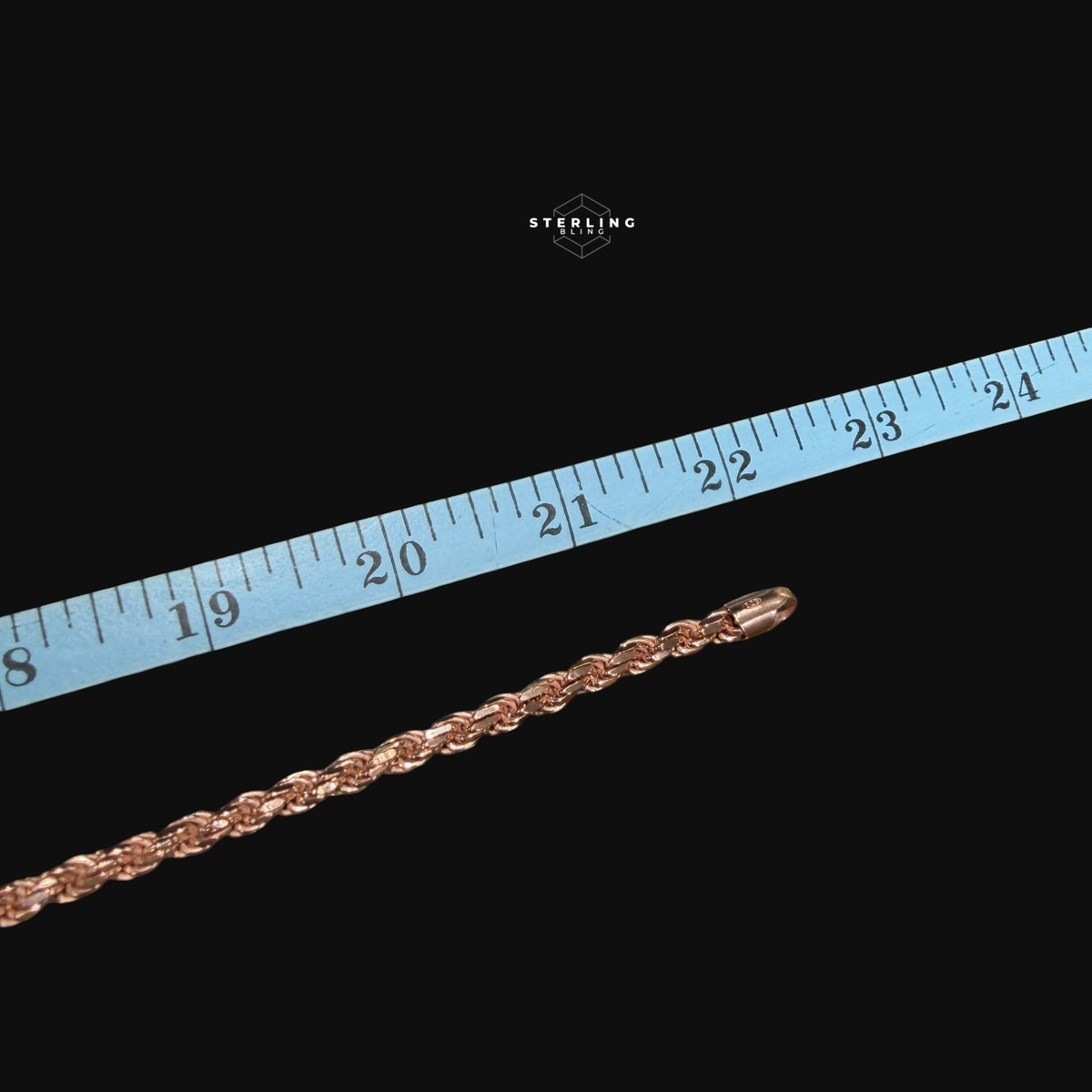 5mm Rose Gold Rope Chain Necklace 22 Inch 925 Sterling Silver Vermeil Made in Italy Heavy Italian Chain
