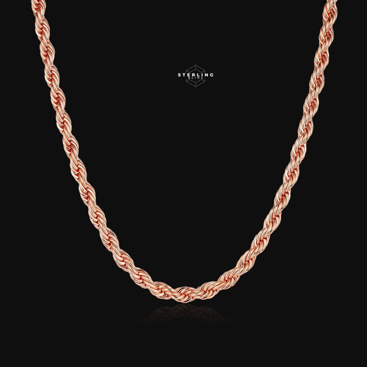 5mm Rose Gold Rope Chain Necklace 22 Inch 925 Sterling Silver Vermeil Made in Italy Heavy Italian Chain