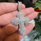 Moissanite Multi Stone Cross Pendant + Rope Chain