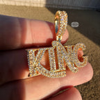 King Iced 14K Gold Plated Pendant + Steel Rope Chain