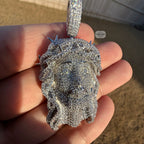 Iced Out Jesus Pendant Crown of Thorns Necklace 14k Gold Plated Religious Mens Christian Bling Chain + Free Steel AntiTarnish Rope Chain