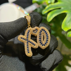 XO Iced Out Pendant + AntiTarnish Steel Rope Chain