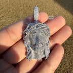 Iced Out Jesus Pendant Crown of Thorns Necklace 14k Gold Plated Religious Mens Christian Bling Chain + Free Steel AntiTarnish Rope Chain