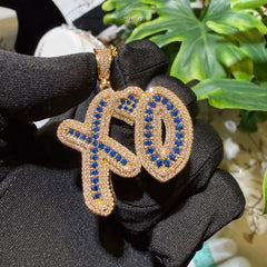 XO Iced Out Pendant + AntiTarnish Steel Rope Chain