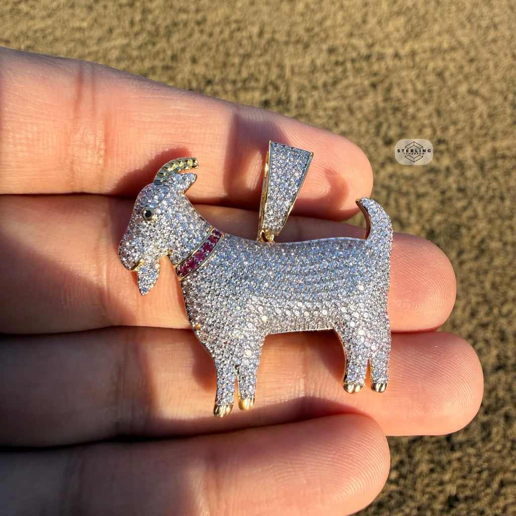 Goat Iced Out Pendant 14K Gold Plated