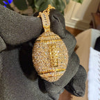 Iced Out Football Pendant + Steel Rope Chain