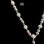 Moissanite Rosary Necklace, Iced Out Snowball Bead Jesus Crucifix, 925 Sterling Silver, 22 Inch