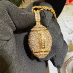 Iced Out Football Pendant + Steel Rope Chain