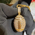 Iced Out Football Pendant + Steel Rope Chain