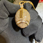Iced Out Football Pendant + Steel Rope Chain