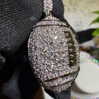 Iced Out Football Pendant + Steel Rope Chain