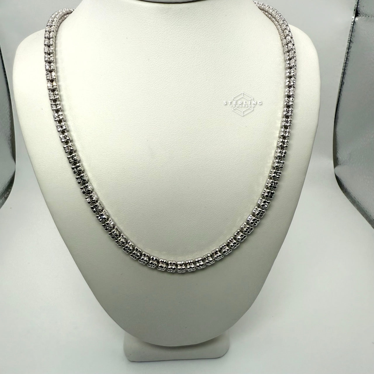 Ice Chain - Rhodium - 925 Silver - 4mm 22"